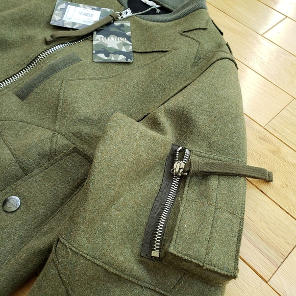 Valentino Star Motif Wool Olive Green Jacket - Picture 6 of 16
